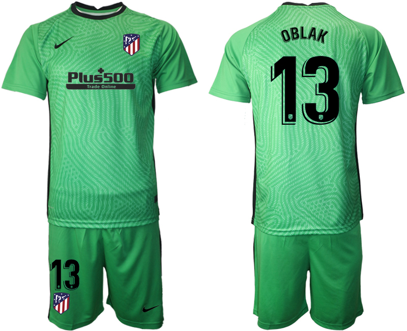 2021 Men Atletico Madrid green goalkeeper #13 soccer jerseys